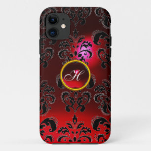 DAMASK GEM MONOGRAM red burgundy Case-Mate iPhone Case