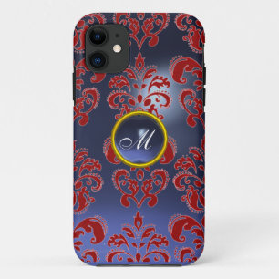 DAMASK GEM MONOGRAM red purple dark Case-Mate iPhone Case