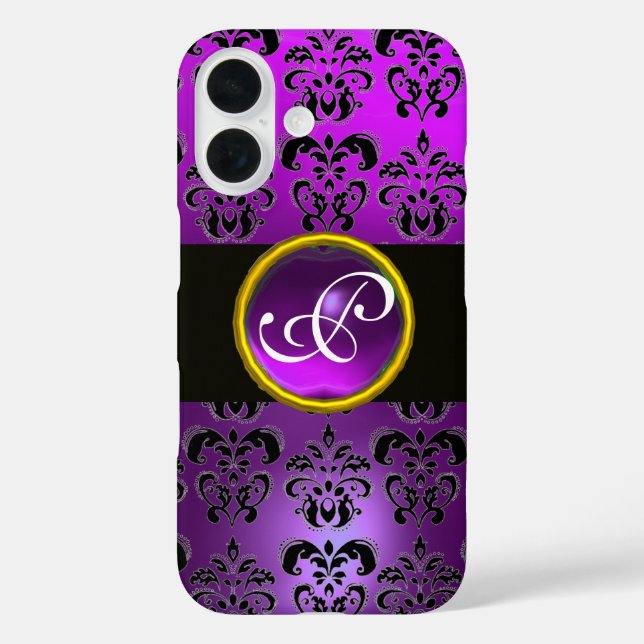 DAMASK GEM MONOGRAM Violet  Purple Amethyst Case-Mate iPhone Case (Back)
