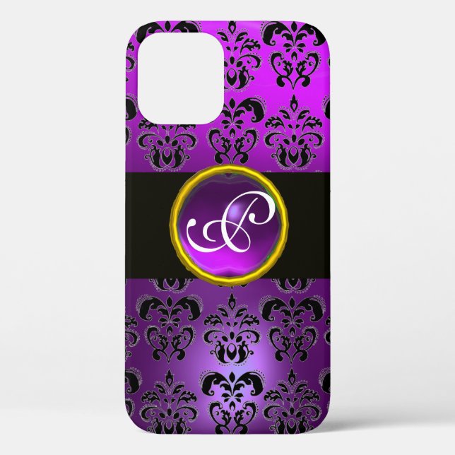 DAMASK GEM MONOGRAM Violet  Purple Amethyst Case-Mate iPhone Case (Back)