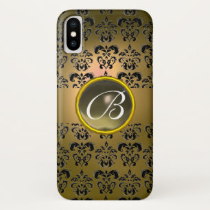 DAMASK GEM MONOGRAM yellow black grey Case-Mate iPhone Case