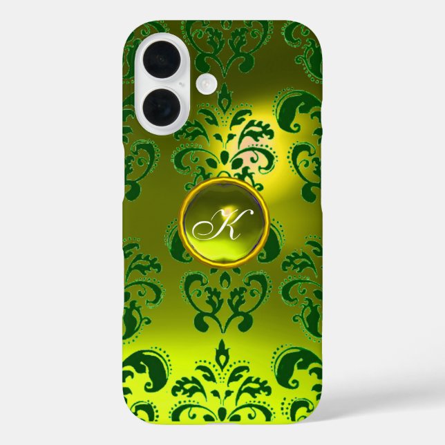 DAMASK GEM MONOGRAM yellow green Case-Mate iPhone Case (Back)