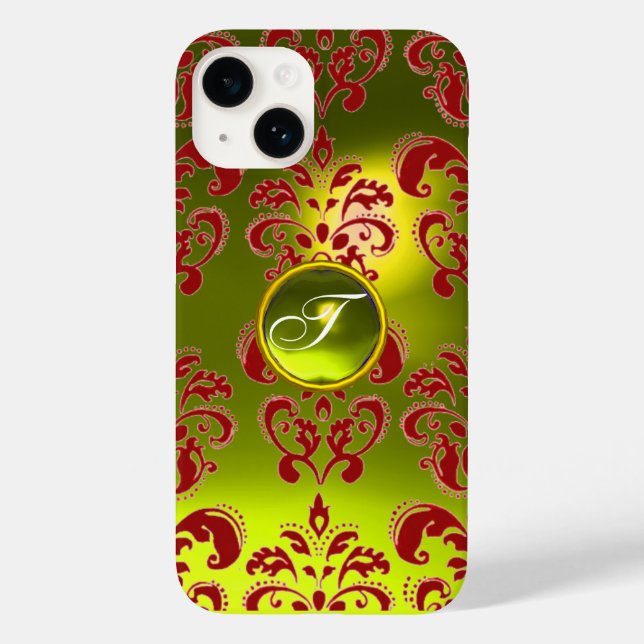 DAMASK GEM MONOGRAM yellow red Case-Mate iPhone Case (Back)