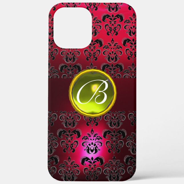 DAMASK GEM MONOGRAM Yellow Topaz ,Red Ruby Case-Mate iPhone Case (Back)