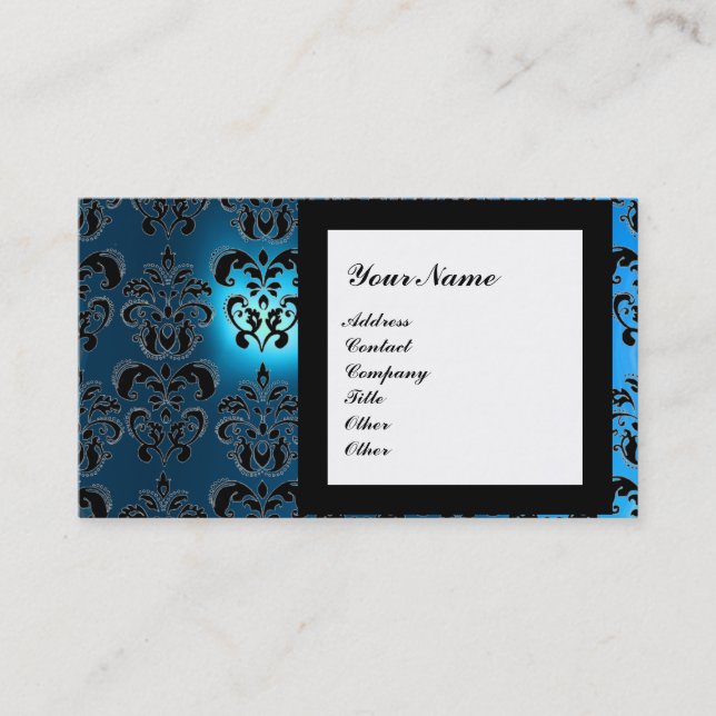 DAMASK GEM STONE MONOGRAM,2 topaz ,violet Business Card (Front)