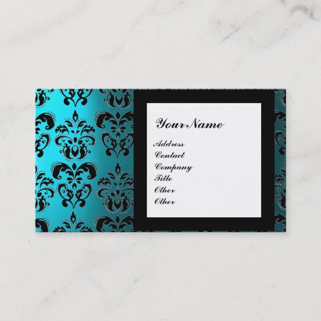 DAMASK GEM STONE MONOGRAM,2 topaz ,violet Business Card (Front)