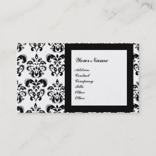 DAMASK GEM STONE MONOGRAM,3 pearl Business Card