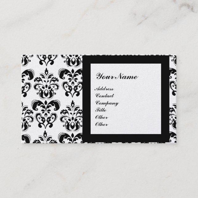 DAMASK GEM STONE MONOGRAM,3 pearl Business Card (Front)