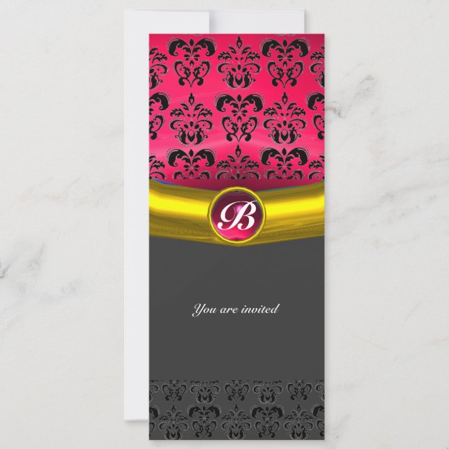 DAMASK GEM STONE MONOGRAM INVITATION (Front)