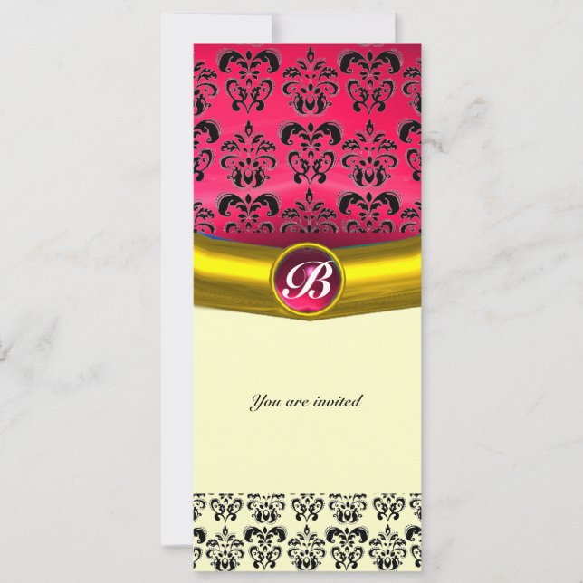 DAMASK GEM STONE MONOGRAM INVITATION (Front)