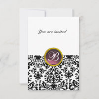 DAMASK GEM STONE MONOGRAM purple white rsvp