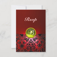 DAMASK GEM STONE MONOGRAM Yellow Red Rsvp