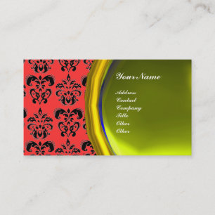 DAMASK GEM STONE MONOGRAM,yellow topaz ,fuxia Business Card