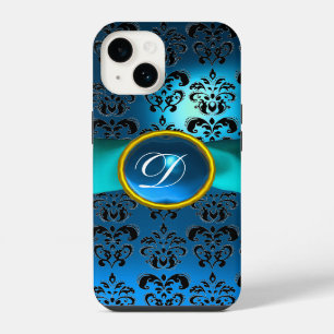 DAMASK GIRLY MONOGRAM blue ribbon iPhone 14 Case