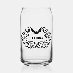 Damask Glam Bat Personalised Can Glass