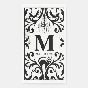 Damask Glam Monogram Halloween  Napkin