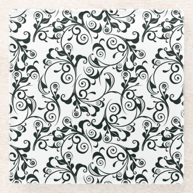 Damask Glass Coaster (Front)