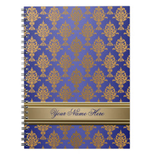 Damask Gold on Royal Blue Notebook
