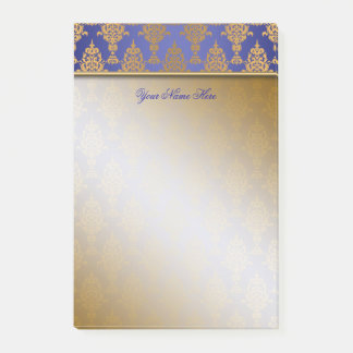 Damask Gold on Royal Blue Top Border Post-it Notes