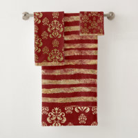 Damask Gold Red Elegant Modern Pretty Stripe