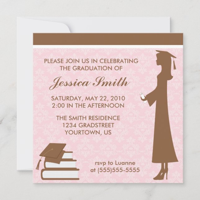 Damask Graduation Invitation (Front)