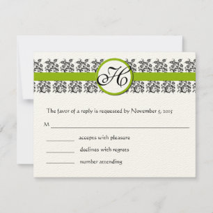 Damask Green Trim RSVP Cards-Require the 5 x 7 Card