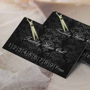 Damask Hair Cuts Hair Salon Loyalty Punch Card