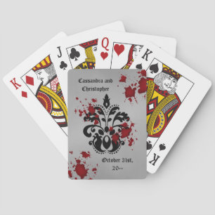 Damask Halloween wedding Playing Cards