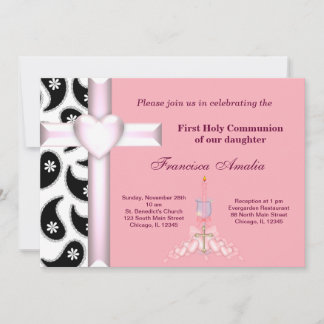Damask Holy Communion Invitation