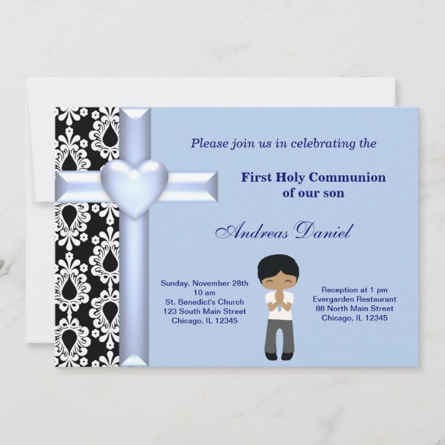 Damask Holy Communion Invitation (Front)
