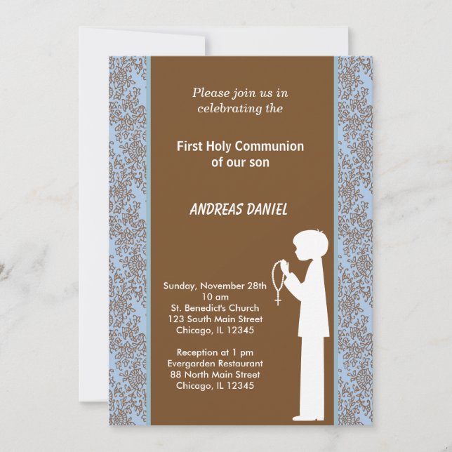 Damask Holy Communion Invitation (Front)
