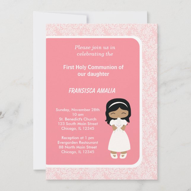 Damask Holy Communion Invitation (Front)