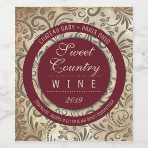 Damask homemade red wine cider shrub vinegar label