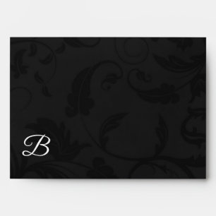 Damask in Black and Silver with Monogram Envelope