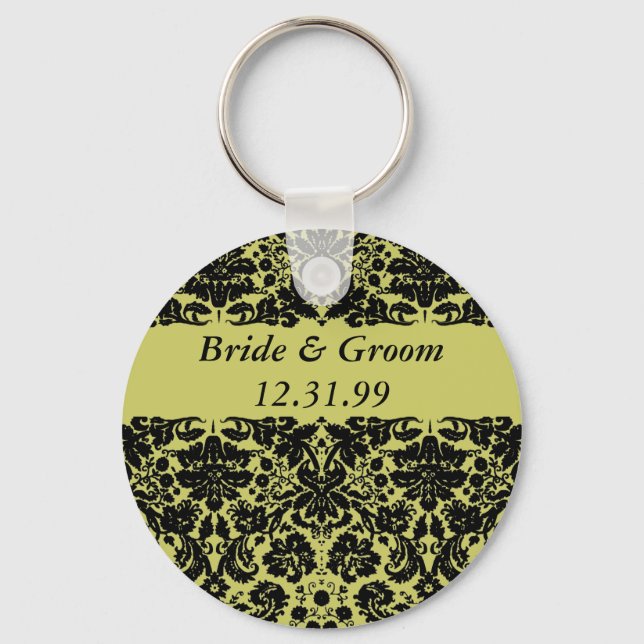 Damask In Black Key Ring (Front)
