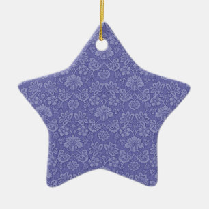 Damask in Blue Ceramic Tree Decoration