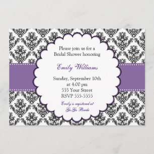 Damask Invitation Bridal Shower Purple