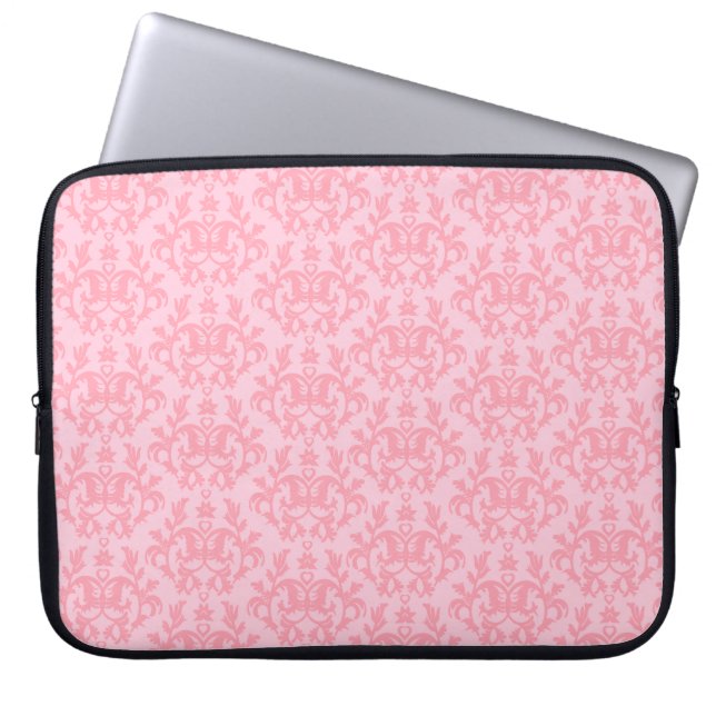 Damask "Kangaroo Paw" light pink laptop case (Front)