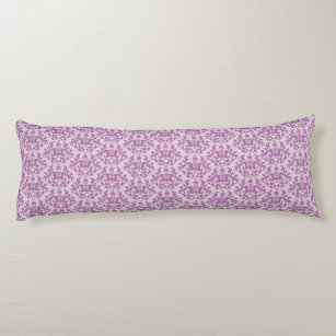 Damask Kangaroo Paws and heart lilac long pillow