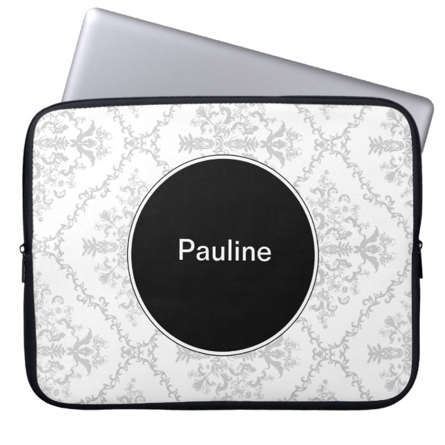 Damask Laptop Sleeves Monogram (Front)