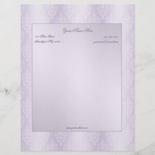 Damask Lavender Shine Personalized Letterhead