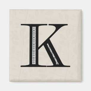 Damask Letter K - Black Magnet