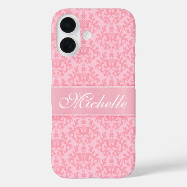 Damask light pink kangaroo paw hearts Case-Mate iPhone case (Back)