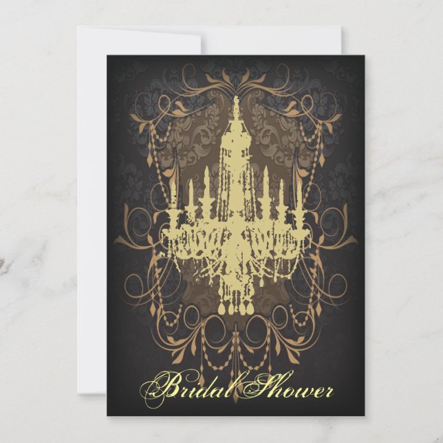 Damask Lime Chandelier vintage bridal shower Invitation (Front)