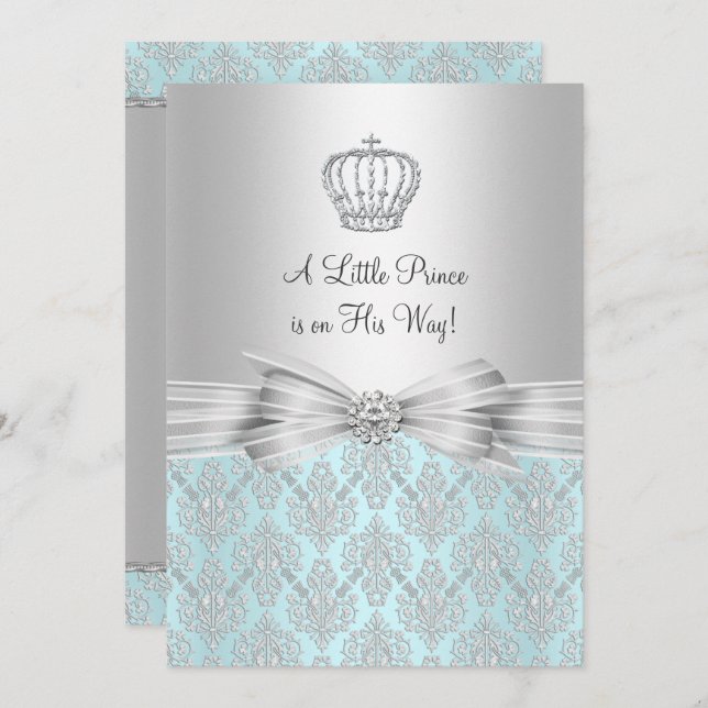 Damask Little Prince Baby Shower Invitation (Front/Back)