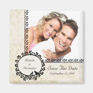 Damask Love Birds Photo Save The Date Magnet