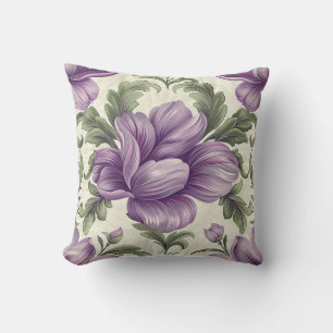 Damask luxury Purple Flower Florist Shop Decor Cushion
