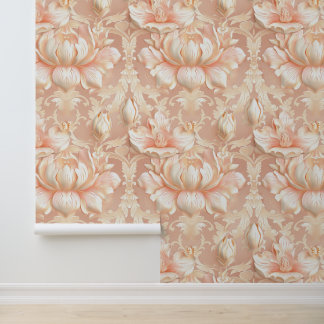 Damask luxury texture of cream lily flower blossom wallpaper