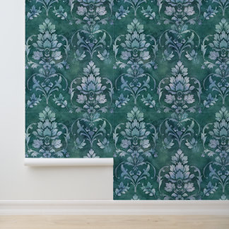 Damask luxury texture of ocean decorative flower wallpaper