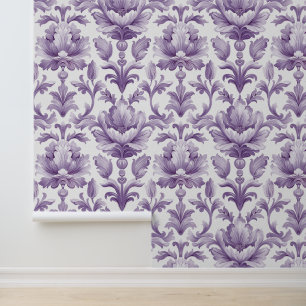Damask luxury texture of purple flower blossom wallpaper
